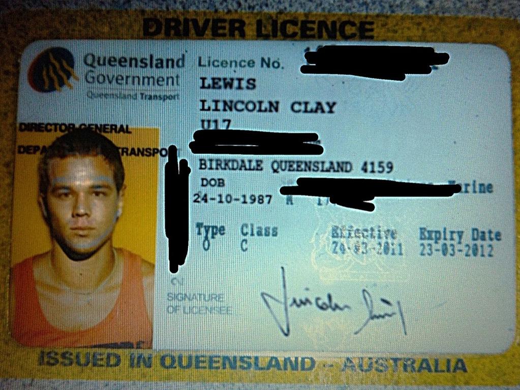 Lincoln Lewis fake licence was aired in court. Picture: COURTS VIC