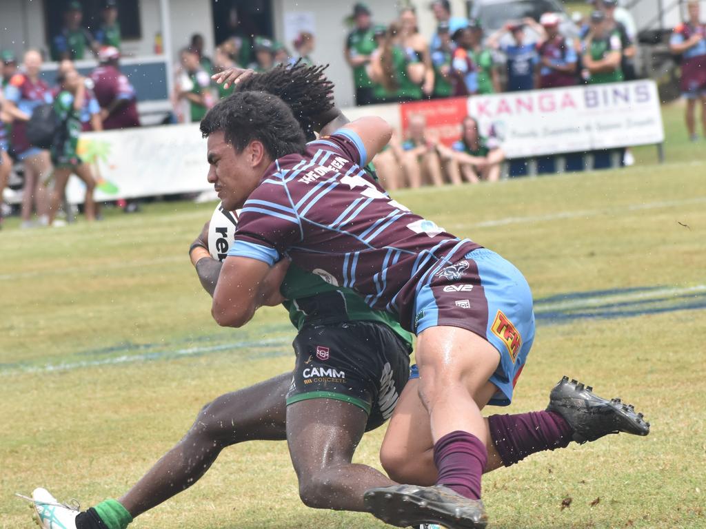 Leo Fanuatanu shuts down a Townsville Blackhawks attacking raid.