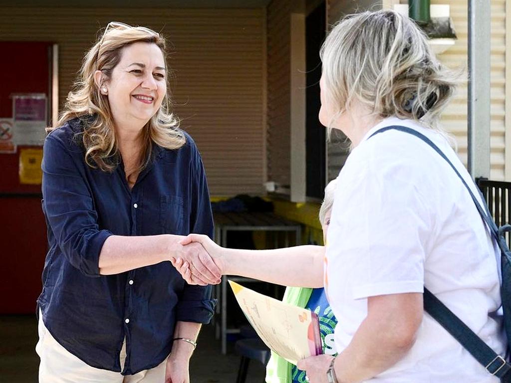 Premier Annastacia Palaszczuk at a polling booth on Saturday