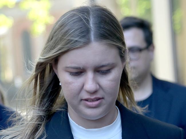 SYDNEY, AUSTRALIA - NewsWire Photos NOVEMBER 5, 2023: Brittany Higgins leaves Federal Court during the defamation case against Network 10 and Lisa Wilkinson.Picture: NCA NewsWire / Jeremy Piper