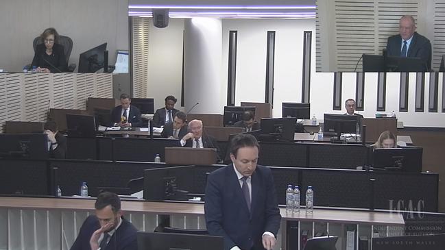 Daryl Maguire, top right, in the witness chair at ICAC on Friday, October 16, 2020. Picture: ICAC via NCA NewsWire