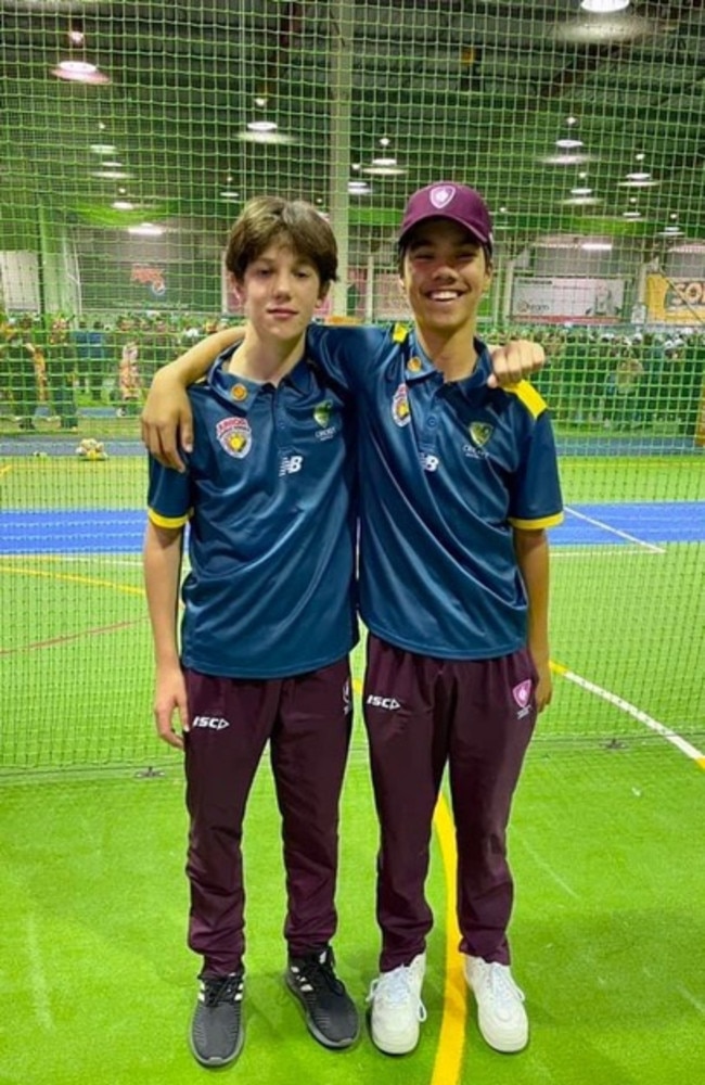 Indoor cricket young guns Finn Haller and Henry Bader.