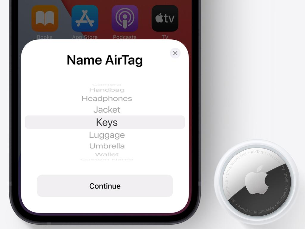 Linking an AirTags to an iPhone.