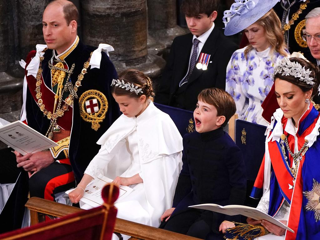 Prince Louis appears to yawn during the ceremony. Picture: AFP