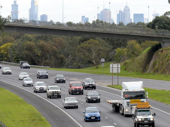 Eastern Freeway looking west from Bulleen Road. Picture: Andrew Henshaw