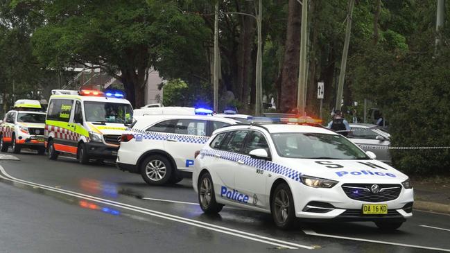 Four men have been arrested and a police car damaged after a wild pursuit through Sydney’s northern beaches on Sunday morning. The incident happened just before 10pm when the car containing the four men finally came to a stop near Starkey St in Forestville. Picture: 9News