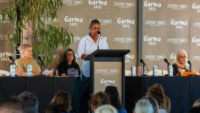 June Oscar AO speaks at a key forum during the Garma Festival. Picture: Tamati Smith/ Getty Images