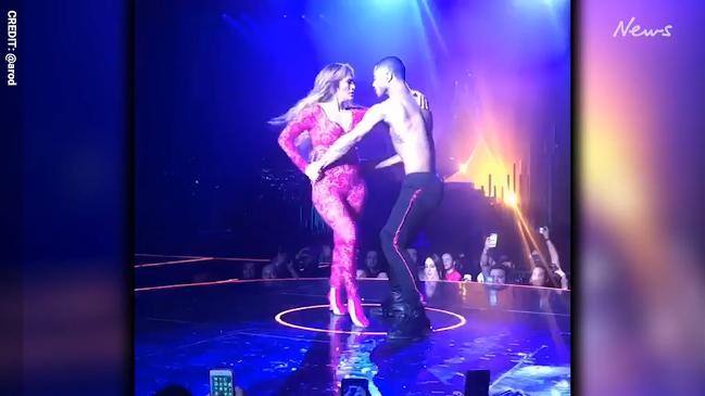 Jennifer Lopez dances onstage during her Las Vegas residency