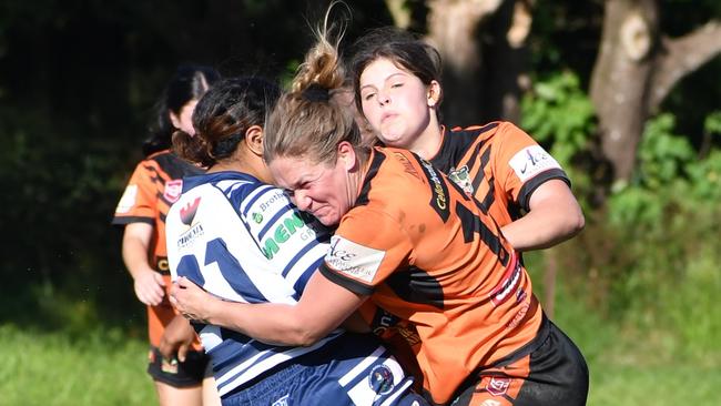 The Herbert River Crushers Women’s team drew 20-20 with Townsville Brothers in a hard-fought contest in Ingham on Saturday. Picture: Cameron Bates