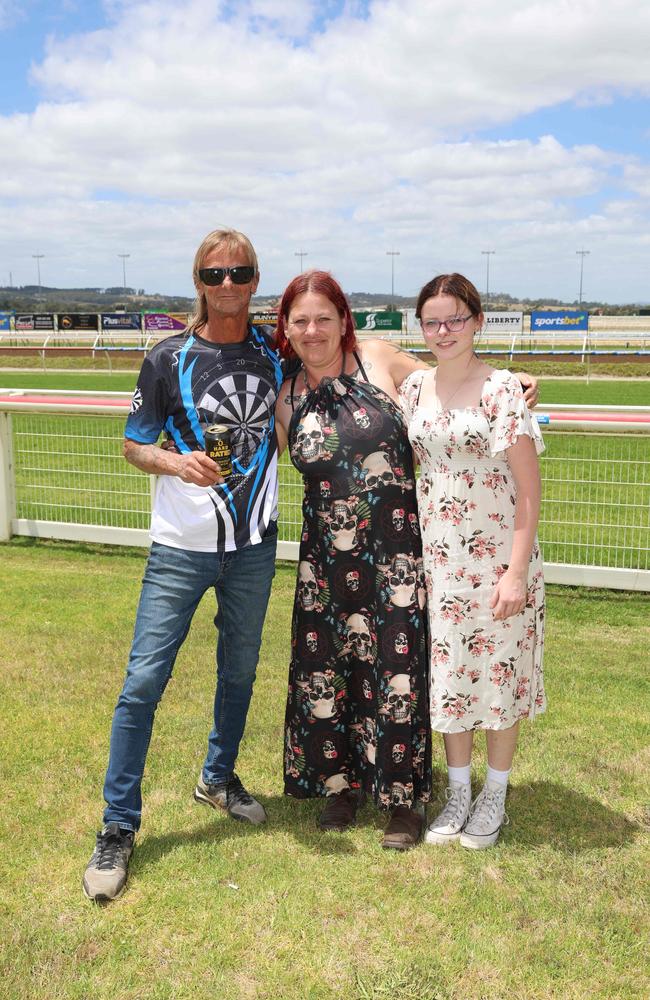 Emma Carlin, Bree Lacey, and Paul Macfarlane at the Pakenham Cup. Picture: Brendan Beckett