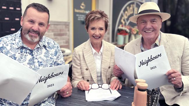 Ryan Moloney, Jackie Woodburne and Alan Fletcher are set to return to the new Neighbours. Picture: Supplied