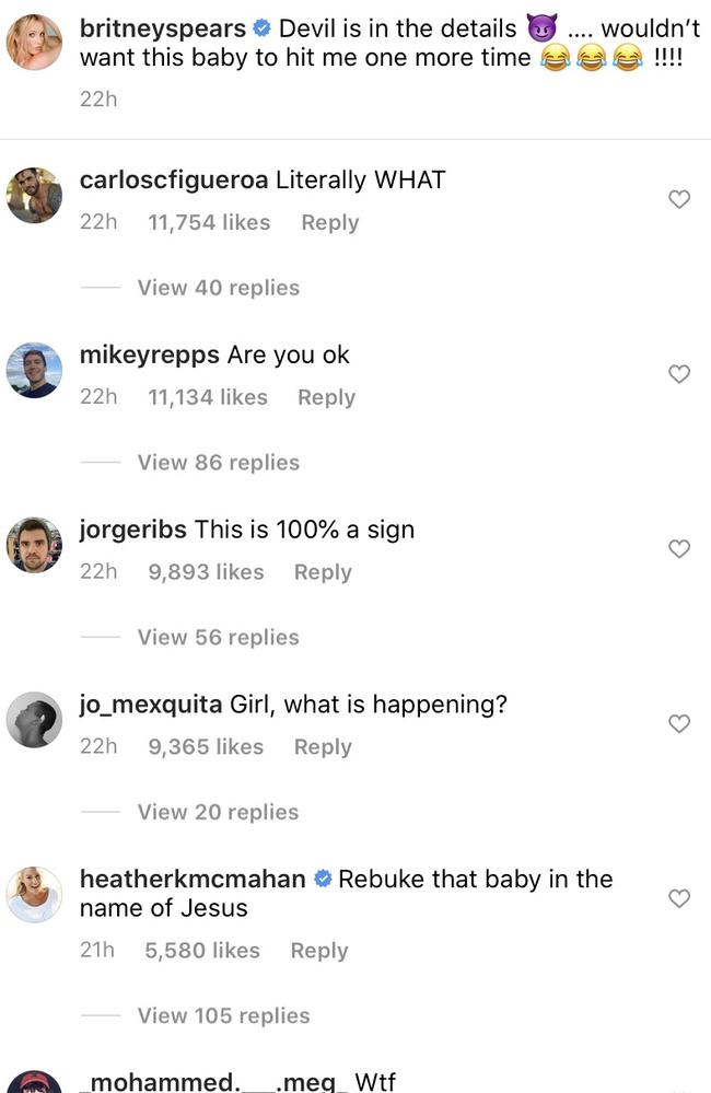 Reaction to Britney Spears’ latest Instagram post.