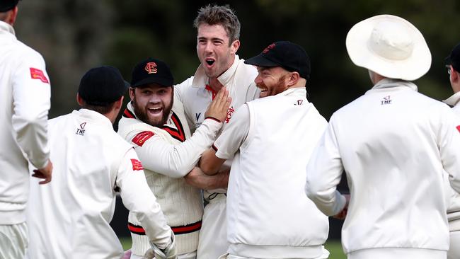 Tom O’Donnell celebrates a wicket.