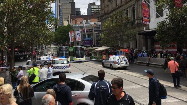 Emergency services at Bourke St Mall.