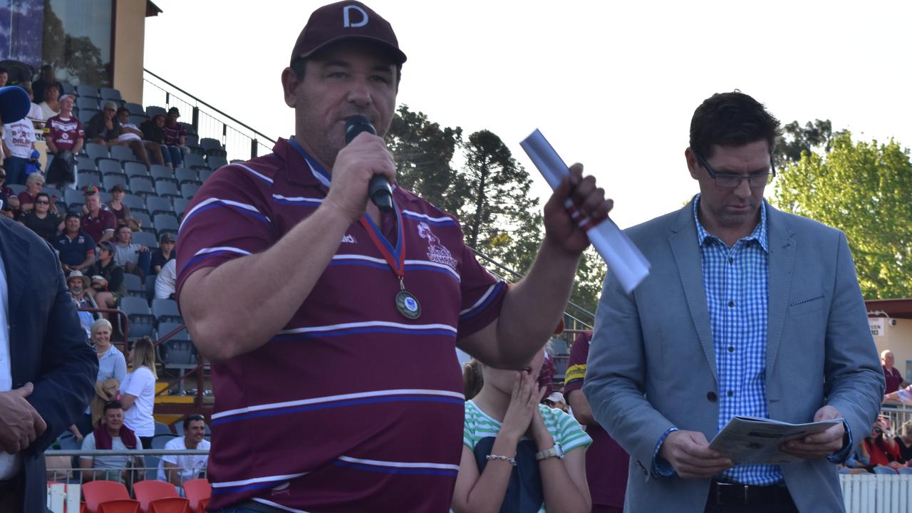 ACCEPTANCE: Kerry Carmichael giving his post match speech.