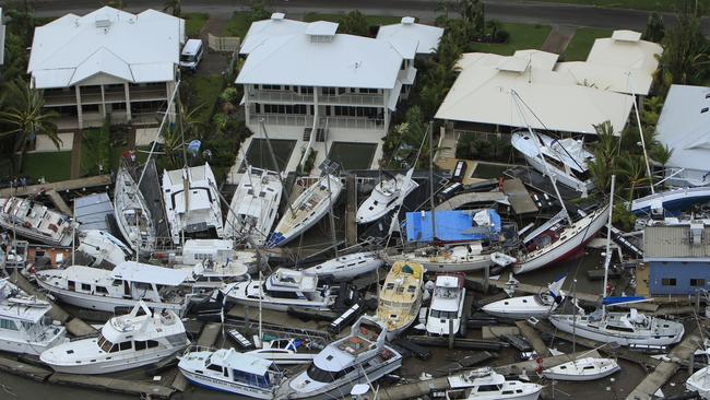 The Port Hinchinbrook marina in Cardwell after Cyclone Yasi in 2011.