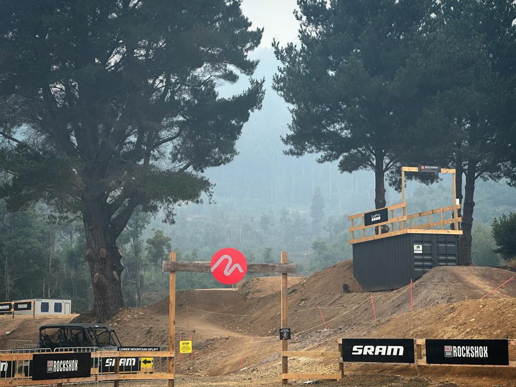 Smoke at Maydena Bike Park during a nearby regeneration burn. Picture: Supplied