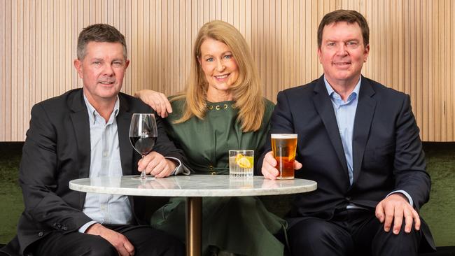 Ward Matthews (right) with siblings Lisa Matthews and Scott Matthews. Picture: Supplied by Matthews Hospitality