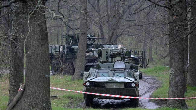 Armoured personnel carriers of the “Spartan” assault brigade. Picture: AFP