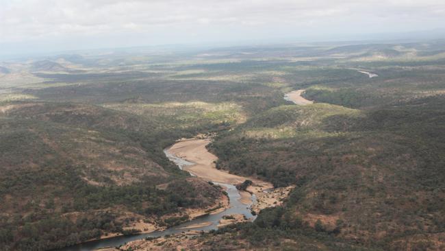 An aerial view of the proposed Hell’s Gate dam site in North Queensland