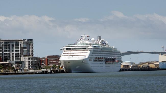 Cruise king ... The 77,000-tonne cruise ship Dawn Princess at the Portside Cruise Terminal in Brisbane. Picture: News Corp Australia