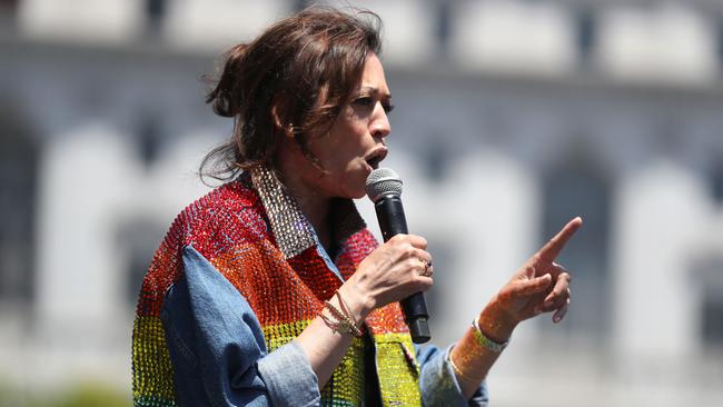 Kamala Harris speaks at the the SF Pride Parade in San Francisco, California in 2019. Picture: AFP