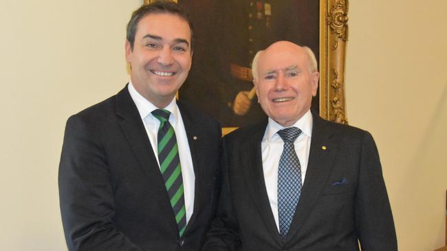 Steven Marshall with former prime minister John Howard at State Parliament.