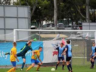 CUP CLASH: Grammar's Henry Wells challenges for the ball during his side's match against Kawana Waters State College. Picture: Rochelle Green