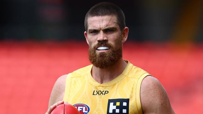 Sam Collins during a Gold Coast Suns AFL training session at the People First Stadium. (Photo by Chris Hyde/Getty Images)