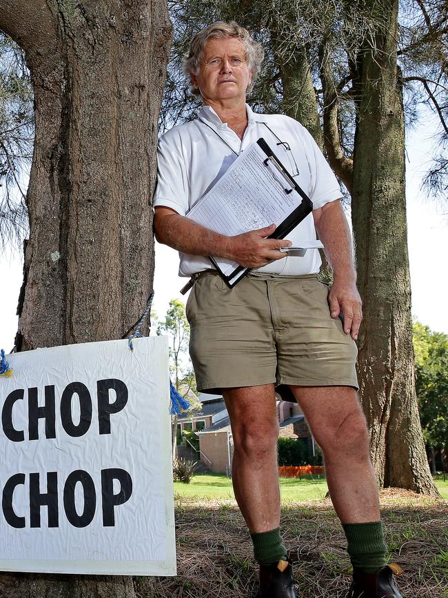 Phil Walker, seen protesting the loss of trees for the B-Line, wants the western side of Mona Vale Road fixed first. Picture: Troy Snook