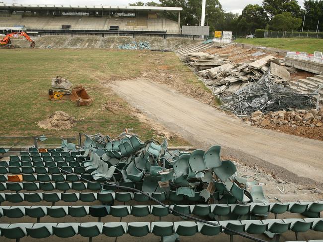 The demolition of Parramatta Stadium continues.