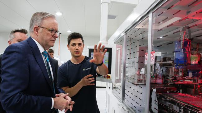 Anthony Albanese meets Vince Allen, CEO and founder of SunDrive. Picture: Gaye Gerard/NCA Newswire