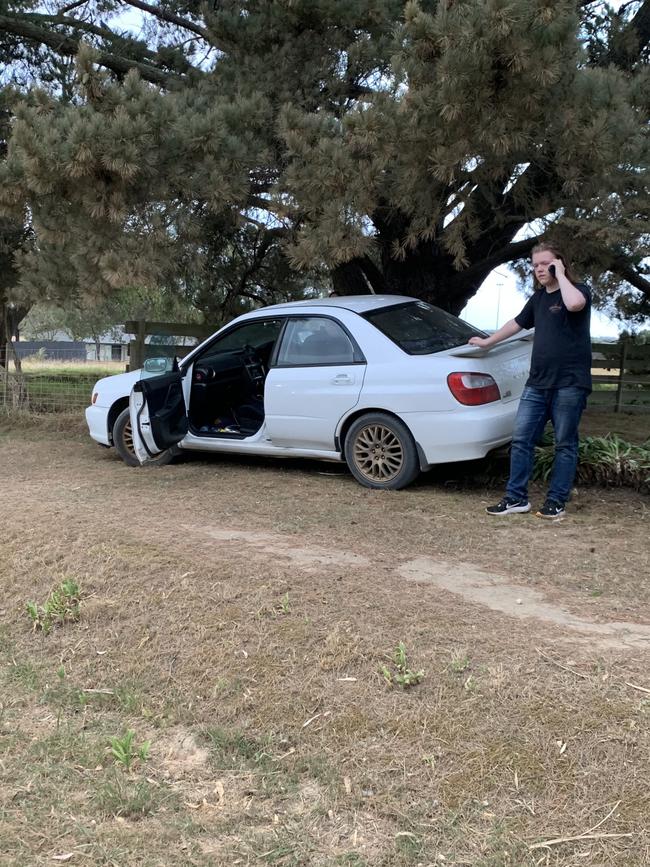 This car lost control on Como Road last Tuesday.