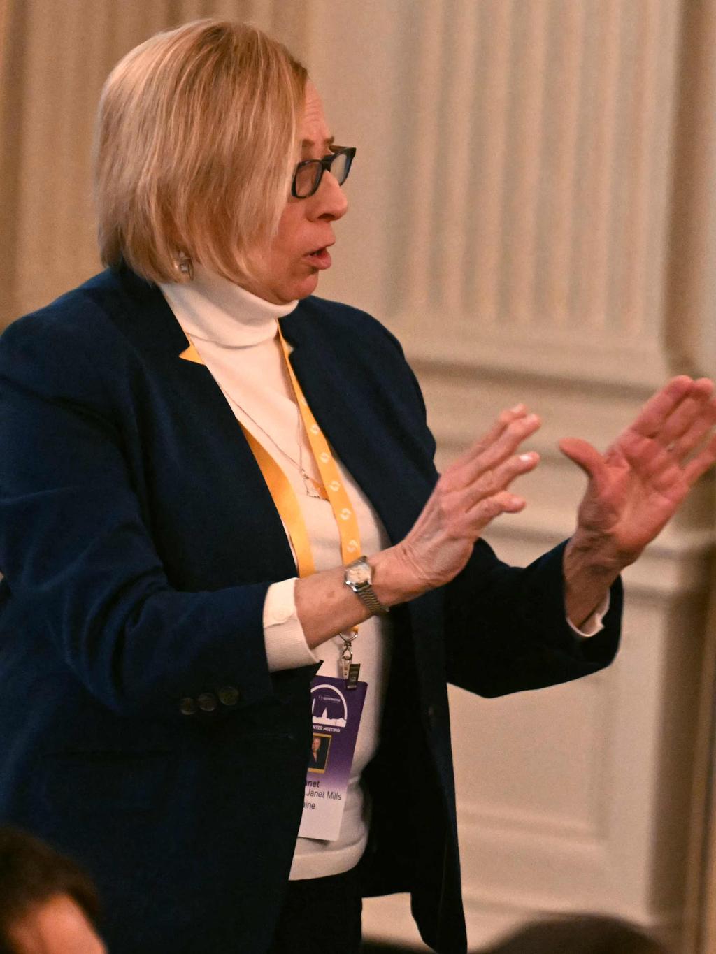 Maine Democratic Governor Janet Mills said she would comply with state and federal laws when singled out by Donald Trump. Picture: Jim Watson / AFP