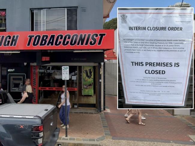 An “interim closure” sign was posted to the front door of the Burleigh Tobacconist premises in James St at Burleigh Heads this week.