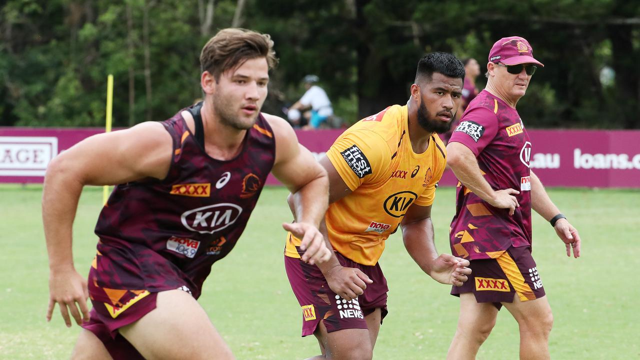 Patrick Carrigan and Payne Haas have formed a formidable partnership at the Broncos. Picture: Liam Kidston