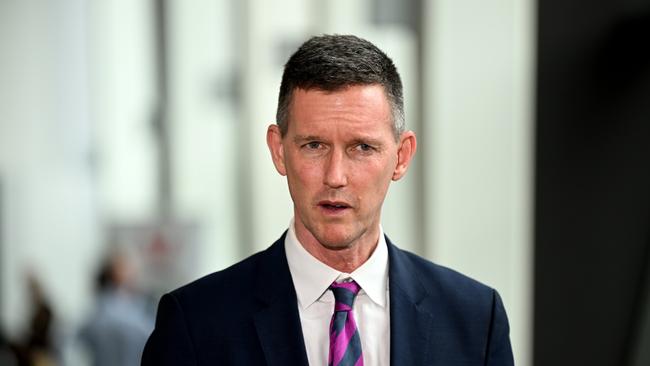 Queensland Transport and Main Roads Minister Mark Bailey speaks during a press conference. Picture: Dan Peled / NCA NewsWire