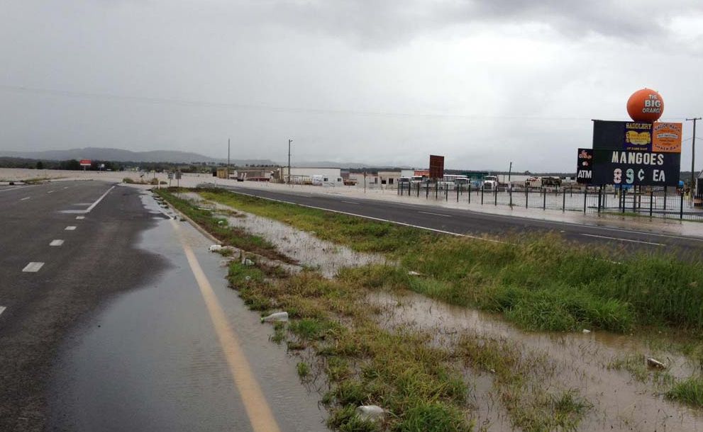 The Warrego Highway at Glenore Grove yesterday.