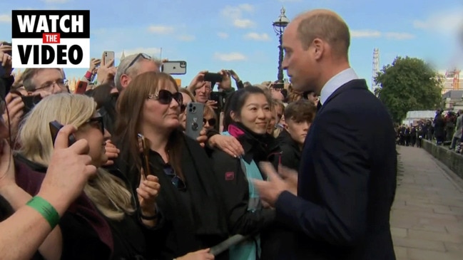 King Charles and Prince William greet crowds waiting to see the Queen's coffin