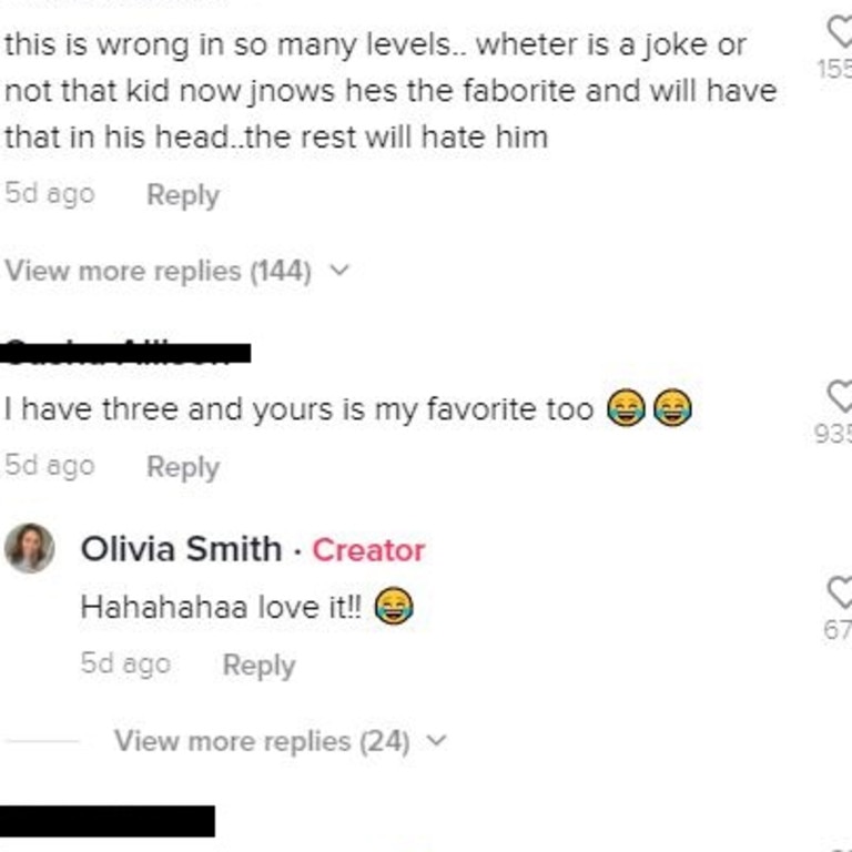 In the caption of the TikTok video, Olivia said it was a ‘joke’, but it ‘didn’t sit right’ with some people. Picture: TikTok/oliviamsmith33