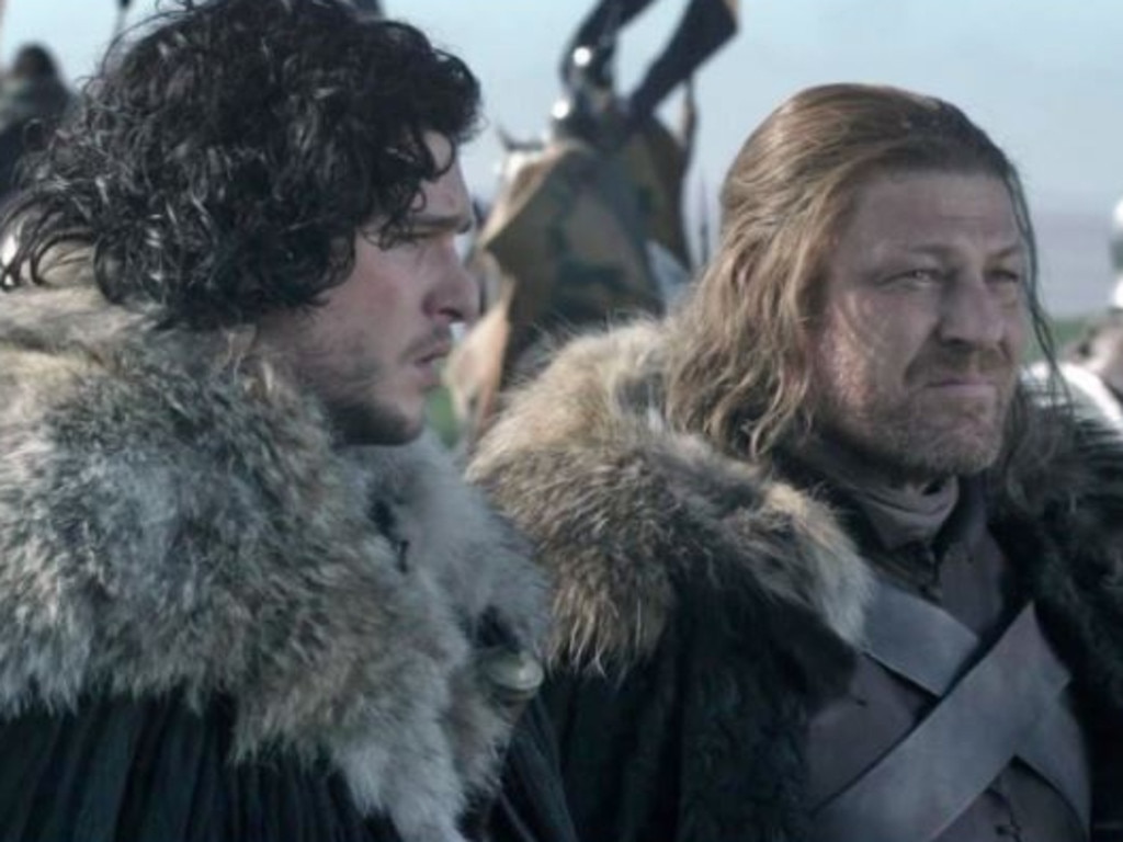 Ned Stark (Sean Bean) and Jon Snow (Kit Harrington) in Game of Thrones. Picture: HBO