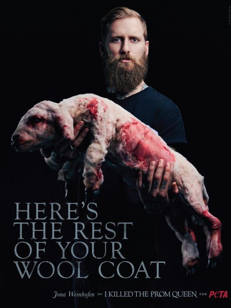 Adelaide-born I Killed the Prom Queen guitarist Jona Weinhofen has spoken out against the bloody wool industry in a brand-new campaign for PETA Australia.