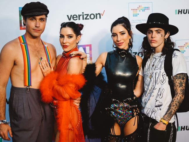 Lisa with partner Logan Huffman and Jess with partner Kai Carlton at LA Pride 2019. Picture: Getty