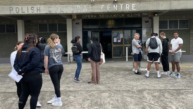 Merewether High School students as they leave their first HSC exam for 2022. Pic: Amy Ziniak