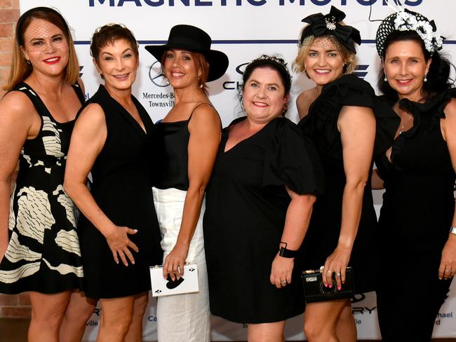 Meroe Byrnes, Marisa Ahern, Monique Menzie, Lis Travers, Nikki Beetham and Lisa Holmes at the Derby Day function at Flinders Lane which raised $13,000 for Fuels for Schools. Picture: Evan Morgan