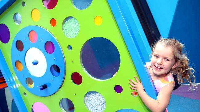 Holly Caley-Hayward, 5, playing at the Gold Coast University Hospital’s Emergency Department. 