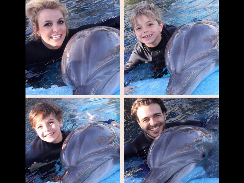 Meeting the locals: “Made some new friends today — Thank you @TheMirageLV the dolphins were amazing!!” Picture: Britney Spears/Twitter