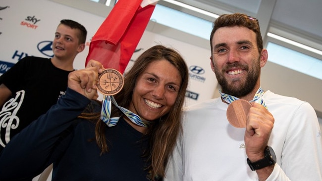 Lisa Darmanin and Jason Waterhouse with their medal.