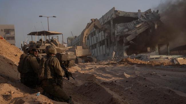 An Israeli Defence Forces photo released on Wednesday showing troops in a damaged part of Gaza.