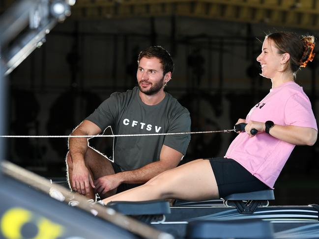 Competitors Alexander Springall and Emma Barbagallo ahead of the CFTSV Hybrid Challenge being held at CrossFit Townsville. Picture: Shae Beplate.